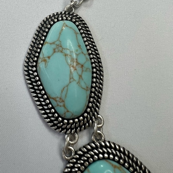 Premier Designs Sterling Silver reversible Turquoise silver Necklace - Picture 9 of 14